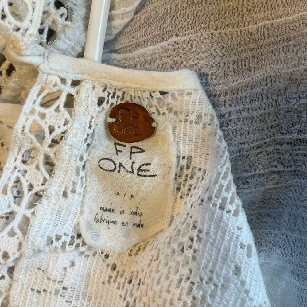 Free People White Lace Open-Back Tank Top Size Small - Picture 5 of 9